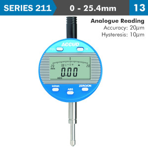 Digital Indicator Flat Back 25.4mm/1' 0.01mm/0.0005'