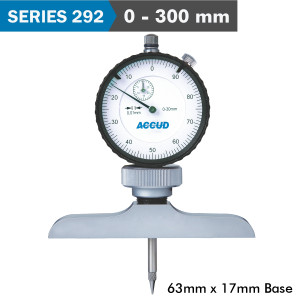 Dial Depth Guage 300mm 0.01mm Grad. 63x 17mm Base