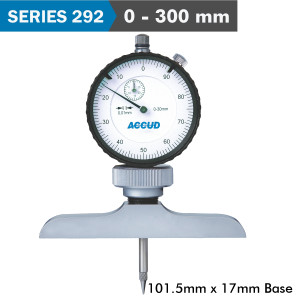 Dial Depth Guage 300mm 0.01mm Grad. 101.5x 17mm Base
