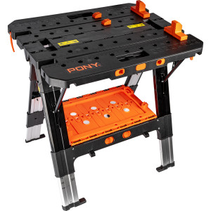 PONY Work Table And Sawhorse With 4pc Bench Dogs