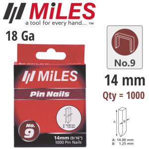 Galv Headless Pin 18g 14mm X 1000pcs MILES No9
