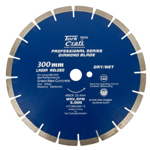 Diamond Blade 300 X 25.4mm Green / New Concrete Laser Welded Segmented